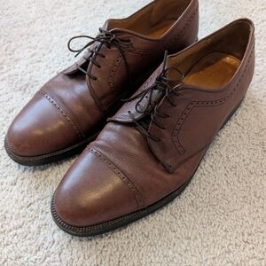 SALVATORE FERRAGAMO Dress Oxford Soft Brown Leather Shoes Size 9.5 EE Classic